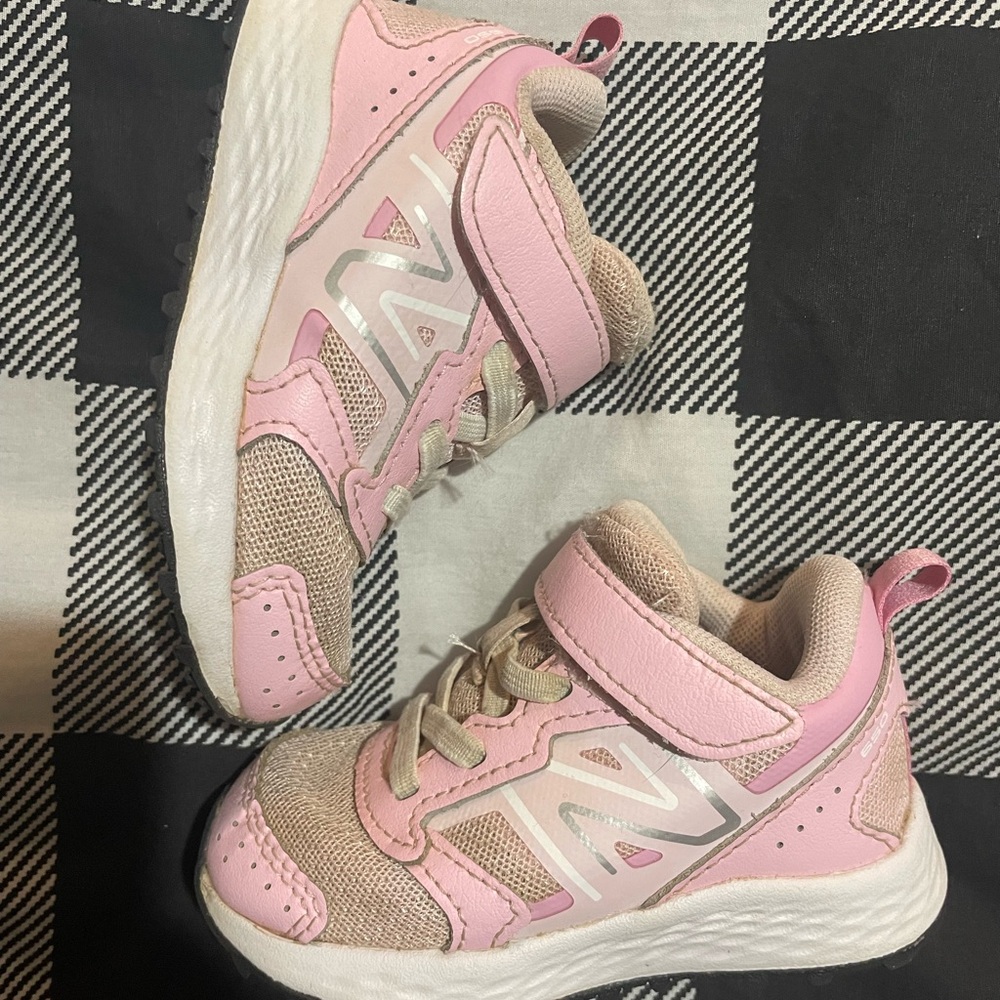 New Balance Kids' Pink and Beige Sneakers